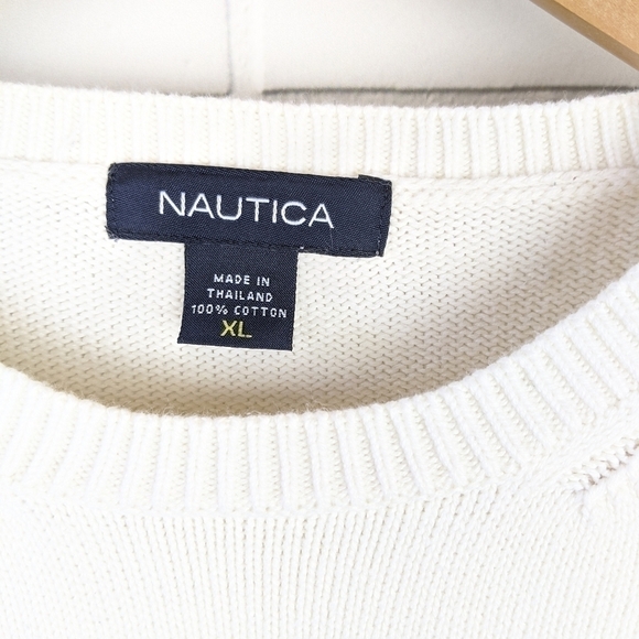 Nautica Grey Blue Cream Sweater Men's Extra Large XL - Picture 4 of 6